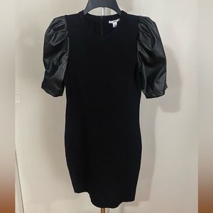 Black Dress with Leather Sleeves